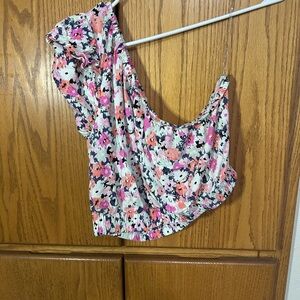 Universal Thread Cream Asymmetrical Ruched Tank Top